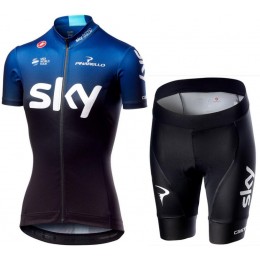 TEAM SKY 2019 Damen Fahrradbekleidung Radteamtrikot Kurzarm+Kurz Radhose EEUI1