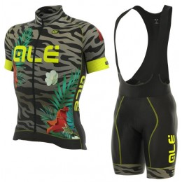 ALE PRR FLOWERS grijs Radbekleidung Radtrikot Kurzarm+Kurz Trägerhose JE3TX