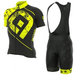 ALE PRR STARS fluo gelb Radbekleidung Radtrikot Kurzarm+Kurz Trägerhose 52ZZ7