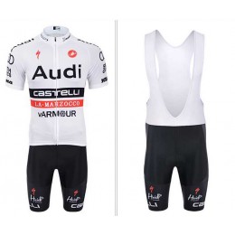 2015 AUDI Fahrradbekleidung Radteamtrikot Kurzarm+Kurz Radhose Kaufen weiß 43I97