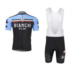 Bianchi 2014 Set outle Fahrradbekleidung Radteamtrikot Kurzarm+Kurz Radhose blau Schwarz U9N64