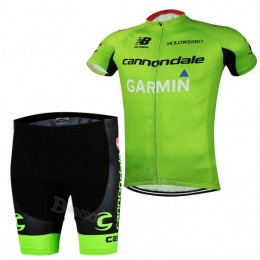 2015 Garmin Cannondale Fahrradbekleidung Satz Fahrradtrikot Kurzarm Trikot und Kurz Radhose grün EDWTA