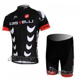 Castelli Pro Team Radbekleidung Radtrikot Kurzarm und Fahrradhosen Kurz Schwarz COAT7