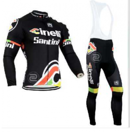 2014 Cinelli Fahrradbekleidung Radtrikot Langarm+Lang Trägerhose Schwarz D5SC3