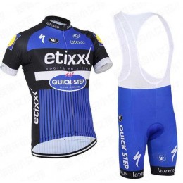 2016 Etixx-Quick Step Fahrradbekleidung Radteamtrikot Kurzarm+Kurz Radhose Kaufen blau Schwarz FKE5B