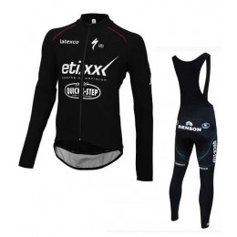 2016 Etixx-Quick Step Fahrradbekleidung Radtrikot Langarm+Lang Trägerhose Schwarz 4ACMJ