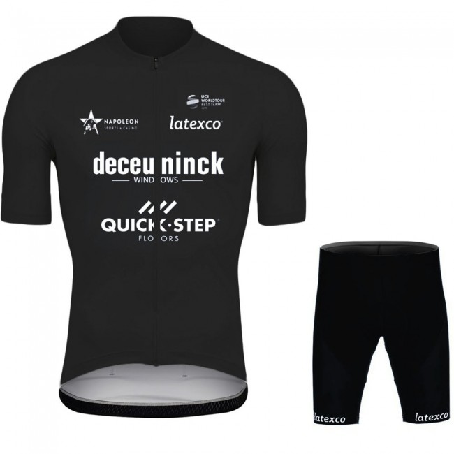 2021 Deceuninck quick step Black Pro Team Fahrradbekleidung Radtrikot Satz Kurzarm+Kurz Fahrradhose R2Lg4j