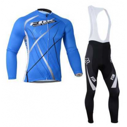 Fox 2014 Fahrradbekleidung Radtrikot Langarm+Lang Trägerhose blau Schwarz 4VOTU