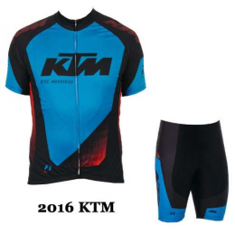 2016 KTM Fahrradkleidung Radsportbekleidung Kurzarm Trikot+Trägerhose Kurz blau 03 XUVCV