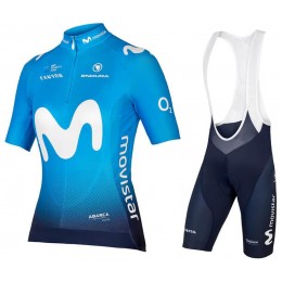 MOVISTAR TEAM 2018 Dame Fahrradbekleidung Radtrikot Satz Kurzarm+Kurz Trägerhose WQFDF