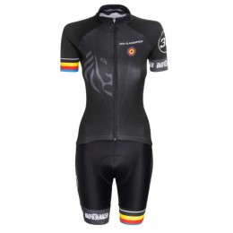 Bioracer Van Vlaanderen Damen Schwarz 2018 Fahrradbekleidung Radtrikot Satz Kurzarm+Kurz Trägerhose KI90F