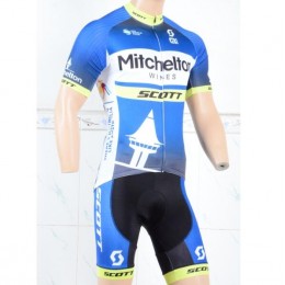 Mitchelton Scott 2018 blau Set Fahrradbekleidung Radtrikoten+Kurz Radhose DH3QD