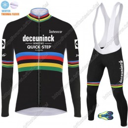 Winter Thermal Fleece Deceuninck quick step 2021 UCI World Champion Fahrradbekleidung Radtrikot Langarm+Lang Trägerhose KEYSJ