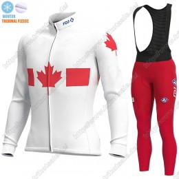 Canada FDJ Winter Thermal Fleece 2021 Fahrradbekleidung Radtrikot Langarm+Lang Trägerhose OPLPC