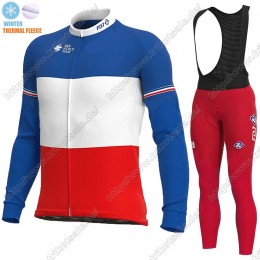 France FDJ Winter Thermal Fleece 2021 Fahrradbekleidung Radtrikot Langarm+Lang Trägerhose JRHGH