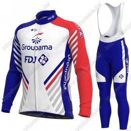 GROUPAMA FDJ 2021 Fahrradbekleidung Radtrikot Langarm+Lang Trägerhose BTZZY