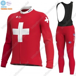 Swiss FDJ Winter Thermal Fleece 2021 Fahrradbekleidung Radtrikot Langarm+Lang Trägerhose POZLV