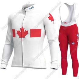 Canada FDJ 2021 Fahrradbekleidung Radtrikot Langarm+Lang Trägerhose LHPVA