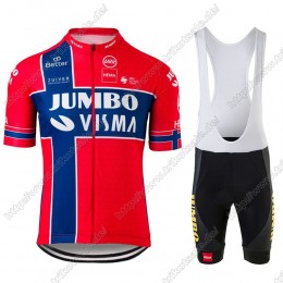 Jumbo Visma 2021 Norway Fahrradbekleidung Satz Fahrradtrikot Kurzarm Trikot Und Kurz Radhose TOVLW