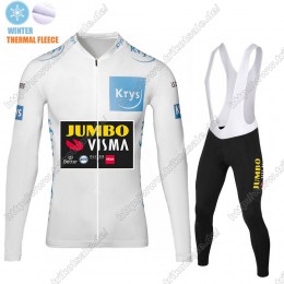 Winter Thermal Fleece Jumbo Visma 2021 White Fahrradbekleidung Radtrikot Langarm+Collant Cycliste VNXAD