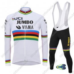 Team Jumbo Visma UCI World Champion 2021 Fahrradbekleidung Radtrikot Langarm+Lang Trägerhose WHHYM