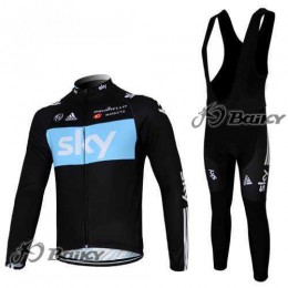 Sky Pinarello Pro Team Fahrradbekleidung Radteamtrikot Langarm+Lang Trägerhose Schwarz blau 92WVL