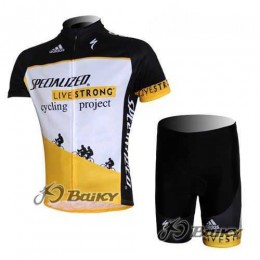 Specialized Livestrong Radbekleidung Radtrikot Kurzarm und Fahrradhosen Kurz weiß gelb ENNQL