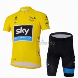 2013 Teams Sky gele Radbekleidung Radtrikot Kurzarm und Fahrradhosen Kurz 54L0Z