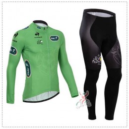 Tour de France le coq sportif 2014 Set Fahrradbekleidung Radtrikot Langarmen grün+Lange Fahrradhose G0R4Y