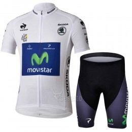 Movistar Tour de France weiß Radbekleidung Radtrikot Kurzarm und Fahrradhosen Kurz 0K7ZS
