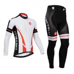 Castelli 2014 Fahrradbekleidung Set Langarmtrikot+Lange Radhose weiß Rot 4WZHW