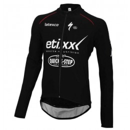 2016 Etixx-Quick Step Fahrradbekleidung Radtrikot Langarm vliezen Schwarz weiß H8XMZ