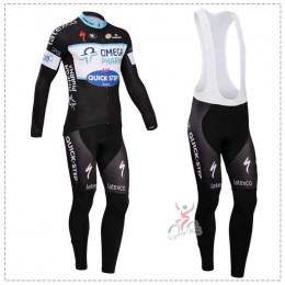 2014 Omega Pharma Quick Step Fahrradbekleidung Set Langarmtrikot+Lange Trägerhose 0J8D3