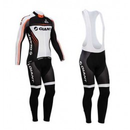 Kopen Giant 2014 Fahrradbekleidung Set Langarmtrikot+Lange Trägerhose Schwarz weiß YQCMF