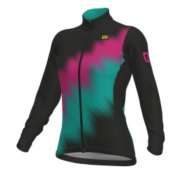 Damen Ale Solid Pulse-Schwarz Fahrradbekleidung Radtrikot Langarm L6TX5