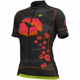 Damen Ale Graphics PRR Romantic-Schwarz oranje Fahrradbekleidung Radtrikot T6B2I